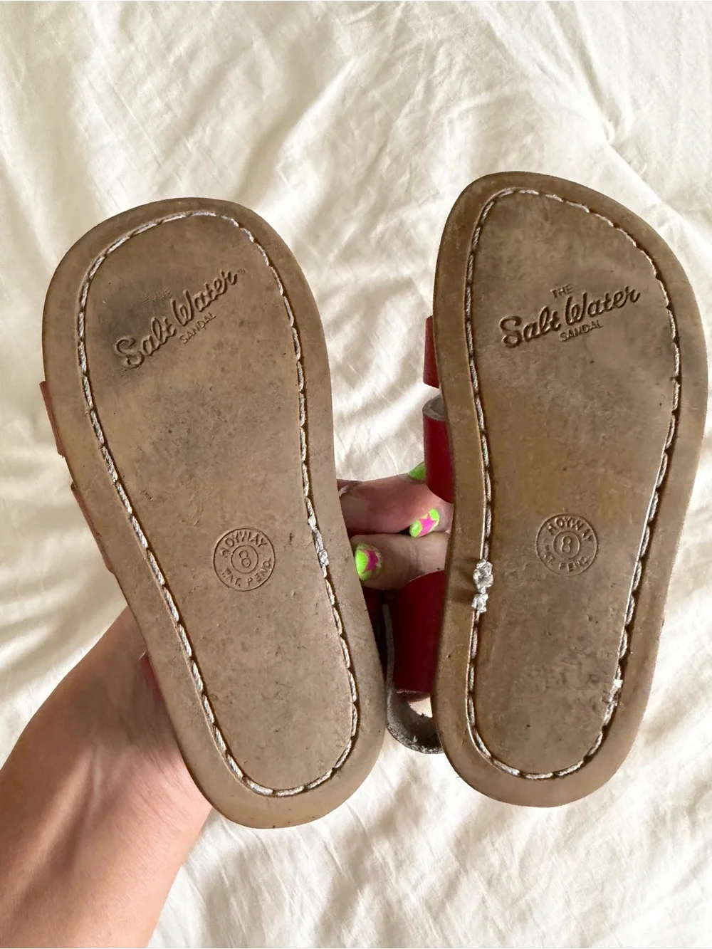 Red toddler salt water sandals